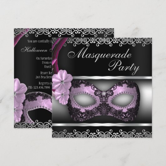 Masquerade Party Kaart (Voorkant / Achterkant)