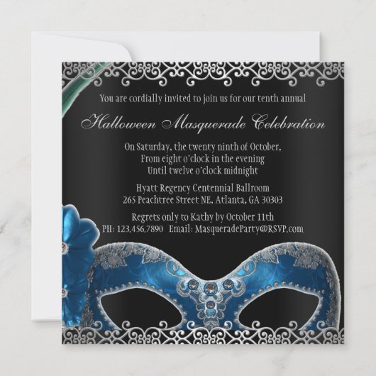 Masquerade Party Kaart (Achterkant)