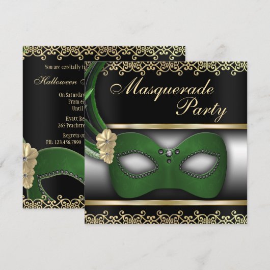 Masquerade Party Kaart (Voorkant / Achterkant)