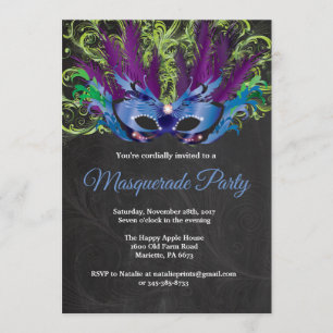 Masquerade Party Magical Night Blue Paars Green Kaart