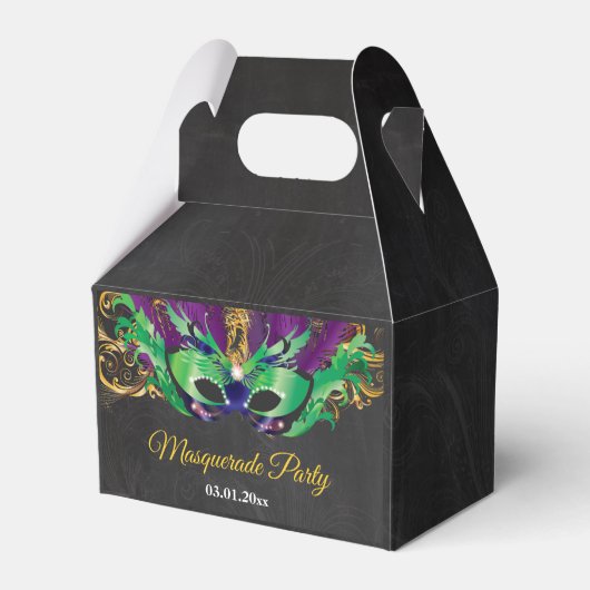 Masquerade Party Magical Night Green Paars Gold Bedankdoosjes (Voorkant Zijde)