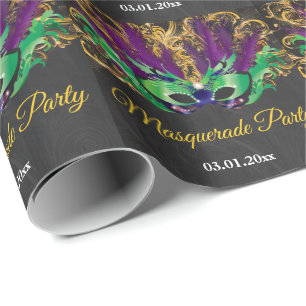 Masquerade Party Magical Night Green Paars Gold Cadeaupapier