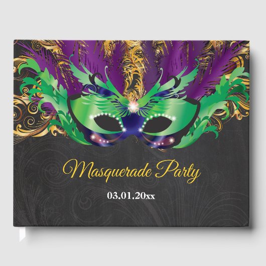Masquerade Party Magical Night Green Paars Gold Gastenboek (Voorkant)