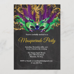 Masquerade Party Magical Night Green Paars Gold Kaart