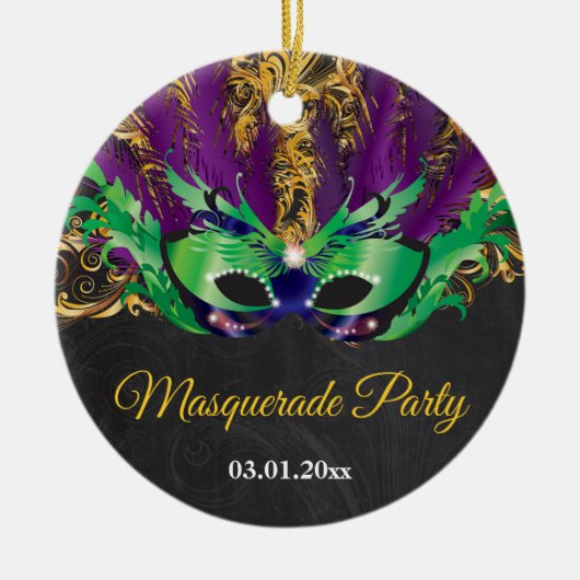 Masquerade Party Magical Night Green Paars Gold Keramisch Ornament (Voorkant)