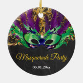 Masquerade Party Magical Night Green Paars Gold Keramisch Ornament (Achterkant)