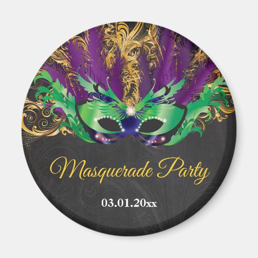 Masquerade Party Magical Night Green Paars Gold Magneet (Voorkant)