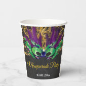 Masquerade Party Magical Night Green Paars Gold Papieren Bekers (Achterkant)