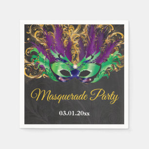 Masquerade Party Magical Night Green Paars Gold Servet
