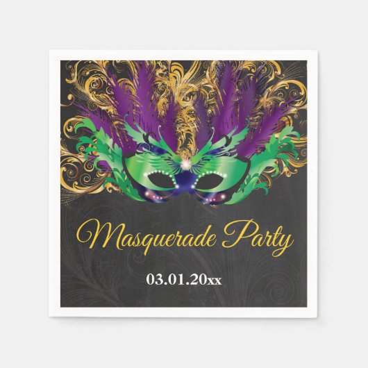 Masquerade Party Magical Night Green Paars Gold Servet (Voorkant)