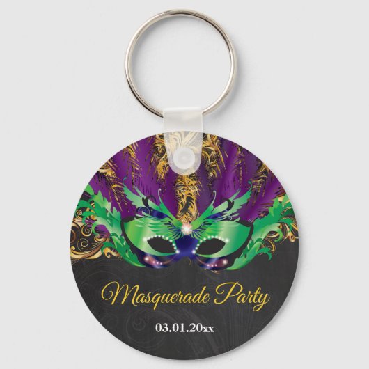 Masquerade Party Magical Night Green Paars Gold Sleutelhanger (Voorkant)