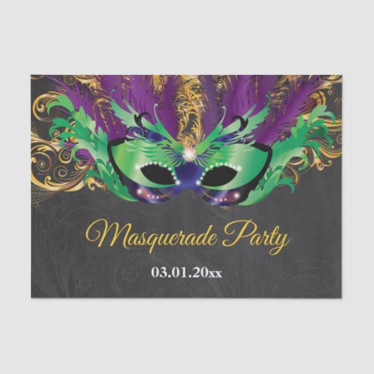 Masquerade Party Magical Night Green Paars Gold Tissuepapier (Voorkant)