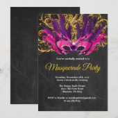 Masquerade Party Magical Night Pink Paars Gold Kaart (Voorkant / Achterkant)