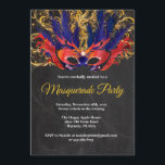 Masquerade Party Magical Night Red Blue Kaart<br><div class="desc">Masquerade Party Magical Night Red Gold Blue Invitation. Masker Birthday Party. Mardi Gras. Rood,  goud en blauw Glitter Feather Peacock. Zoet 16 zestien. Chalkboard Achtergrond. Elke leeftijd. Voor verdere aanpassing,  te klikken gelieve de knoop "van het Aanpassen"en ons ontwerphulpmiddel te gebruiken om deze sjabloon te wijzigen</div>
