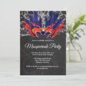 Masquerade Party Magical Night Red Silver Blue Kaart (Staand voorkant)