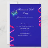 Masquerade Party Mask Blauw Blauwgroen Roze Metall Kaart (Achterkant)