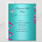 Masquerade Party Mask Blauwgroen Roze Metallic 2 Kaart (Achterkant)