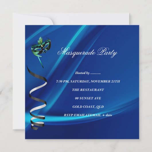 Masquerade Party Masker Black Blue Roze Mardi Gras Kaart (Achterkant)