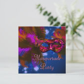 Masquerade Party Masker Black Paars Red Mardi Gras Kaart (Staand voorkant)