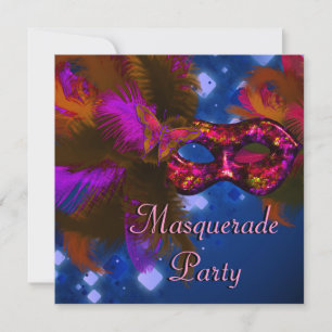 Masquerade Party Masker Black Paars Red Mardi Gras Kaart