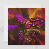 Masquerade Party Masker Black Paars Red Mardi Gras Kaart (Voorkant)