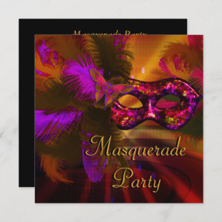 Masquerade Party Masker Black Paars Red Mardi Gras Kaart