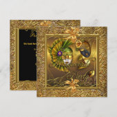 Masquerade Party maskers Gold Black Birthday Kaart (Voorkant / Achterkant)