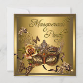 Masquerade Party maskers Gold Black Birthday Kaart (Voorkant)