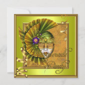 Masquerade Party maskers Gold Black Birthday Kaart (Voorkant)