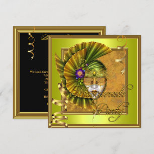 Masquerade Party maskers Gold Black Birthday Kaart