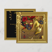 Masquerade Party maskers Gold Black Birthday Kaart (Voorkant / Achterkant)