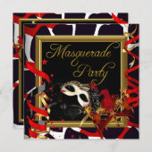 Masquerade Party maskers Gold Wild Red Black Kaart (Voorkant / Achterkant)