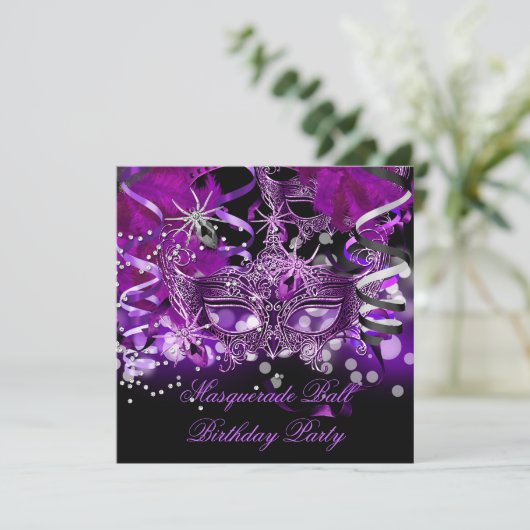 Masquerade Party maskers Spider Paars Gothic Kaart (Staand voorkant)