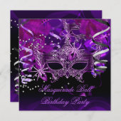 Masquerade Party maskers Spider Paars Gothic Kaart (Voorkant / Achterkant)