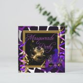 Masquerade Party maskers Wild Gold Paars Kaart (Staand voorkant)