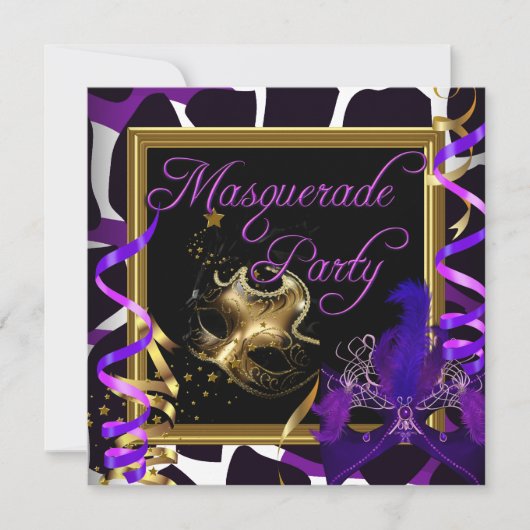 Masquerade Party maskers Wild Gold Paars Kaart (Voorkant)