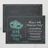 MASQUERADE Party Mint Mask Uitnodigen 30e 40e 50e Kaart (Voorkant / Achterkant)