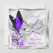 Masquerade Party Paars Silver Black Masker 2 Kaart (Voorkant)