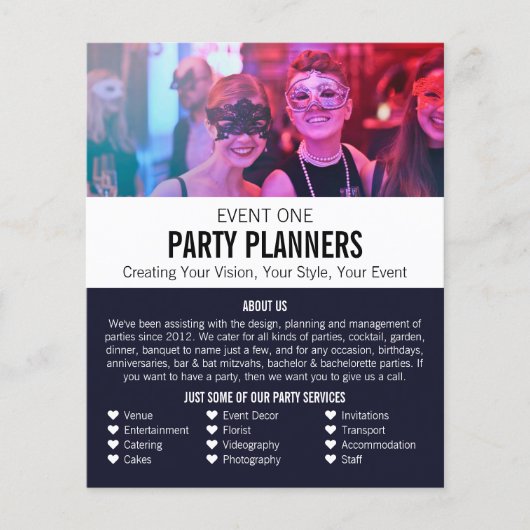Masquerade Party, Party Event Planner Adverteren Flyer (Voorkant)