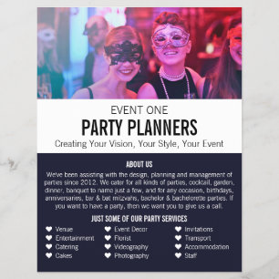 Masquerade Party, Party Event Planner Adverteren Flyer