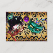 MASQUERADE PARTY perkament damast gem eierschaal Visitekaartje (Achterkant)