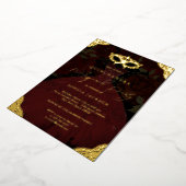 Masquerade Party Red Gold Mask Dress Quinceanera Folie Uitnodiging (Gedraaid)