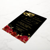 Masquerade Party Red Gold Roos Masker Quinceanera Folie Uitnodiging (Gedraaid)