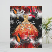 Masquerade Party Red Oranje maskeert brand Kaart (Staand voorkant)