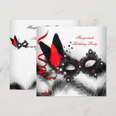 Masquerade Party Red White-masker Kaart (Voorkant / Achterkant)