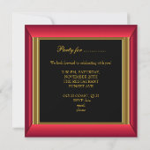 Masquerade Party Rode maskers Gold Black Birthday Kaart (Achterkant)