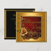 Masquerade Party Rode maskers Gold Black Birthday Kaart (Voorkant / Achterkant)