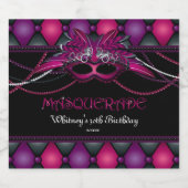 Masquerade Party, roze en Paars Bier Etiket (Enkel label)