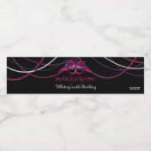 Masquerade Party, roze en Paars Waterfles Etiket (Enkel label)