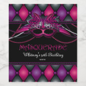 Masquerade Party, roze en Paars Wijn Etiket (Enkel label)